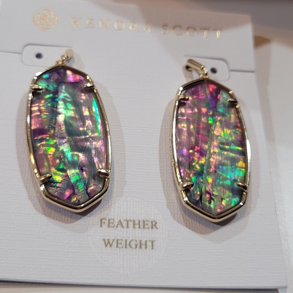 NWT KENDRA SCOTT FACETED ELLE EARRINGS GOLD PURPLE MULTICOLOR - Picture 3 of 8